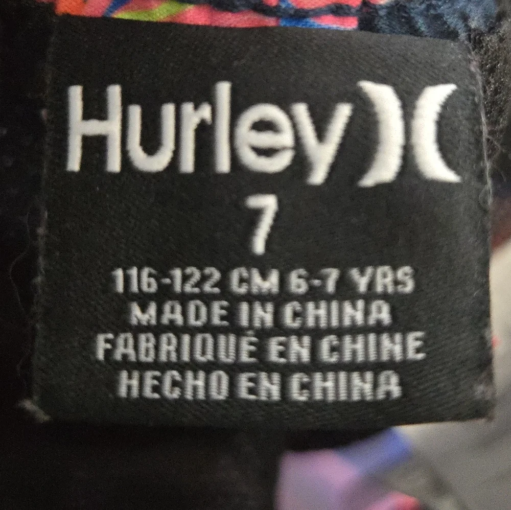 Hurley Blue Floral Board Shorts Kids Size 7